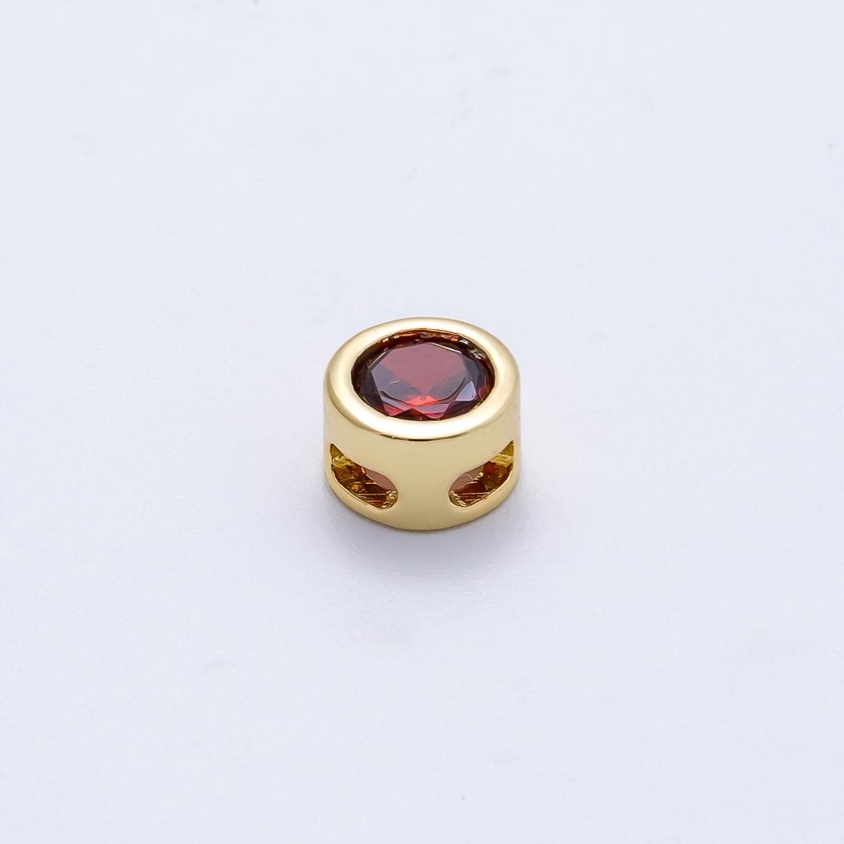 16k Gold Filled 8mm Birthstone Spacer Beads Crystal Rondelle Slider Charms Gemstone custom Jewelry Making Necklace Bracelet | BEADS-00278