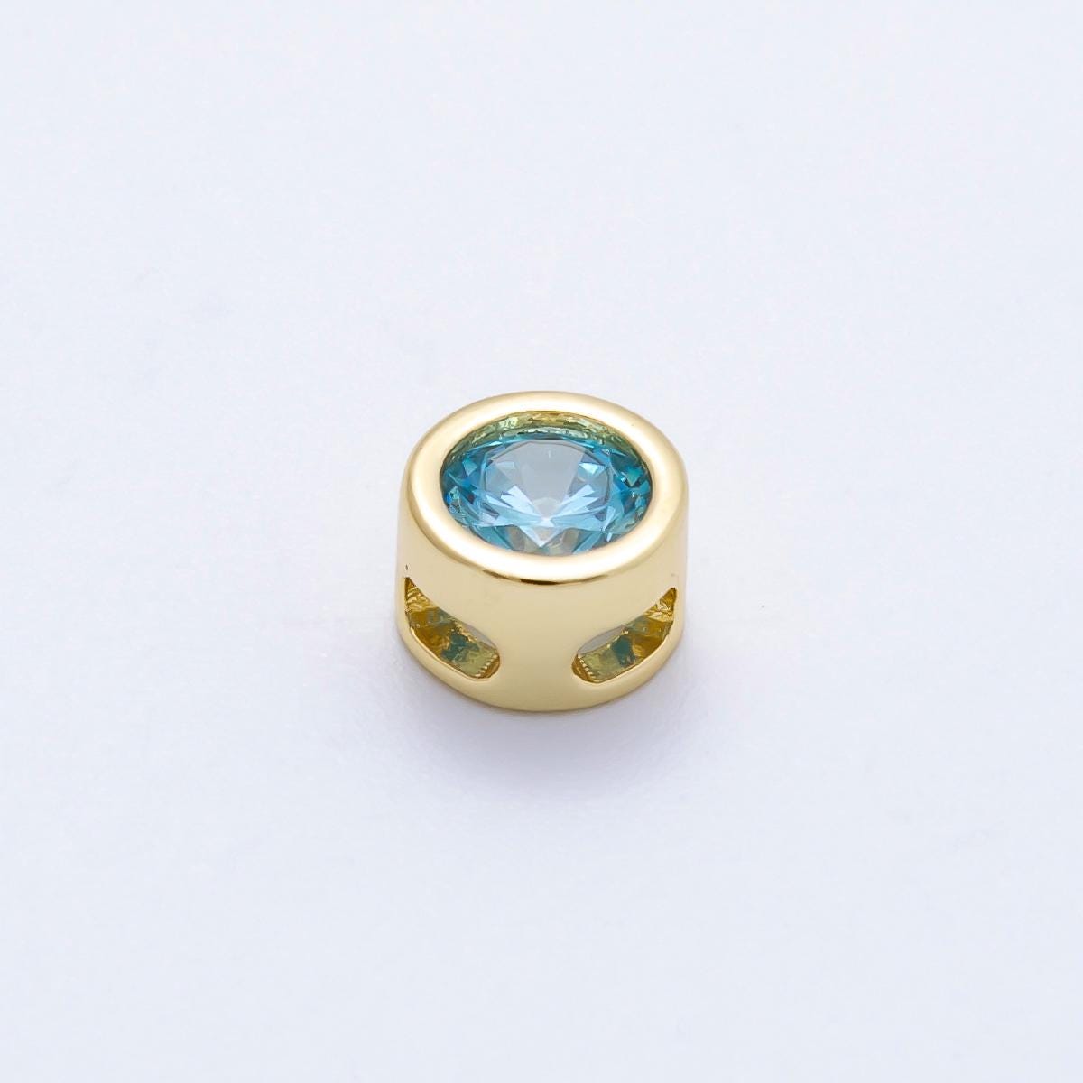 16k Gold Filled 8mm Birthstone Spacer Beads Crystal Rondelle Slider Charms Gemstone custom Jewelry Making Necklace Bracelet | BEADS-00278