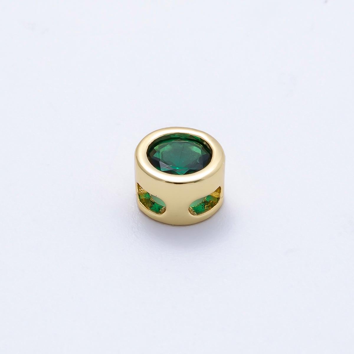 16k Gold Filled 8mm Birthstone Spacer Beads Crystal Rondelle Slider Charms Gemstone custom Jewelry Making Necklace Bracelet | BEADS-00278