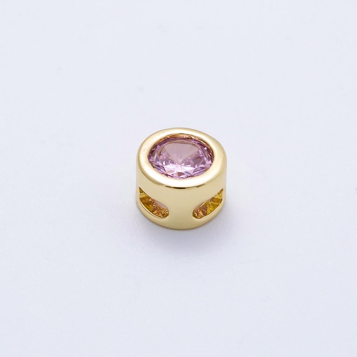 16k Gold Filled 8mm Birthstone Spacer Beads Crystal Rondelle Slider Charms Gemstone custom Jewelry Making Necklace Bracelet | BEADS-00278