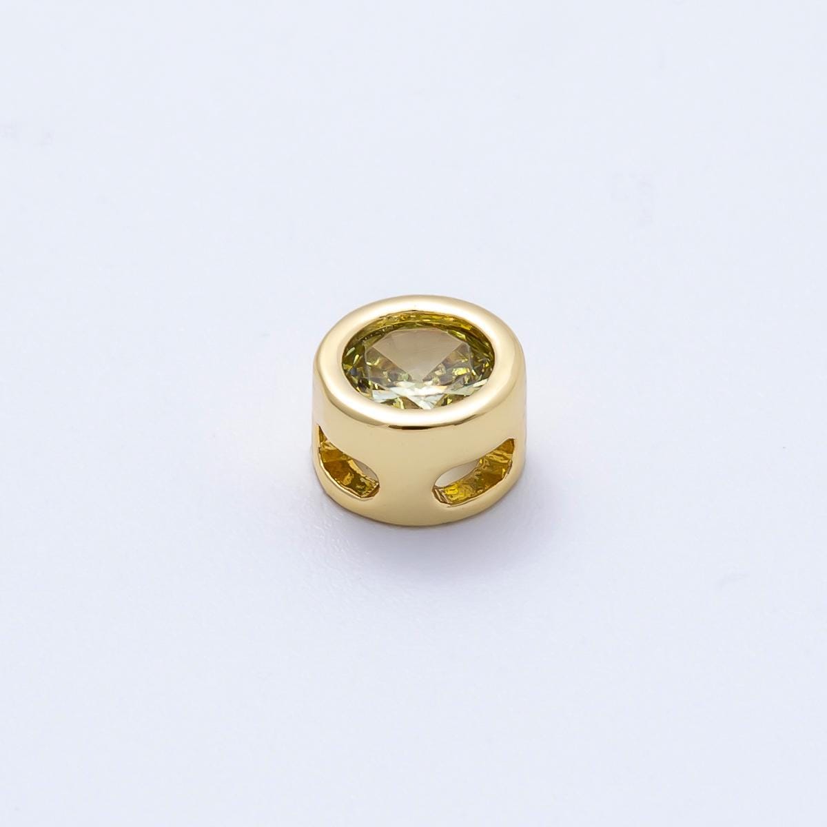 16k Gold Filled 8mm Birthstone Spacer Beads Crystal Rondelle Slider Charms Gemstone custom Jewelry Making Necklace Bracelet | BEADS-00278