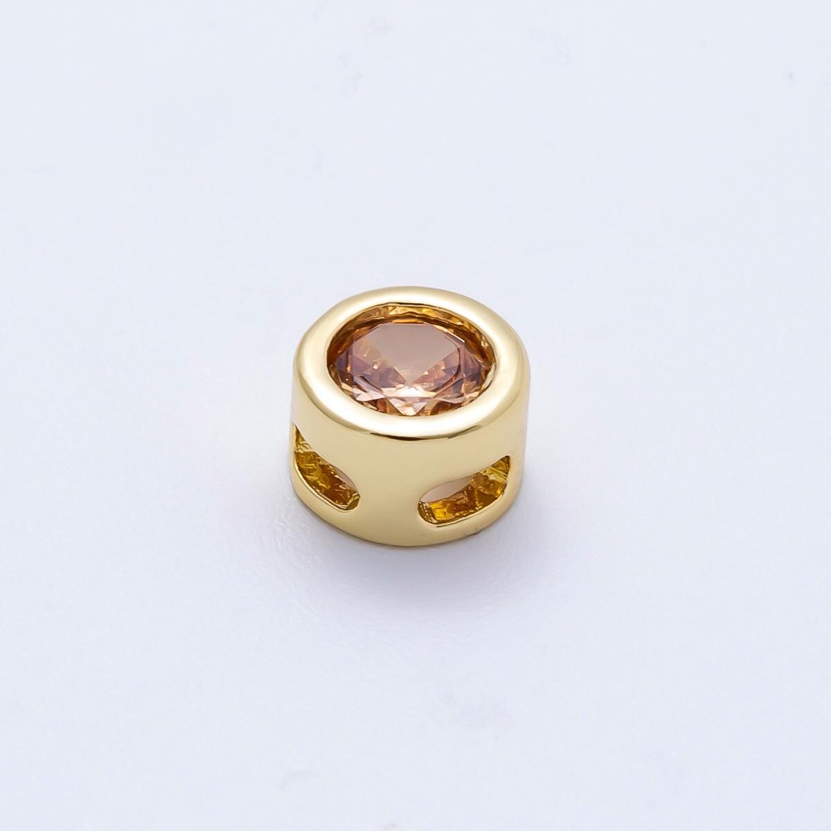 16k Gold Filled 8mm Birthstone Spacer Beads Crystal Rondelle Slider Charms Gemstone custom Jewelry Making Necklace Bracelet | BEADS-00278
