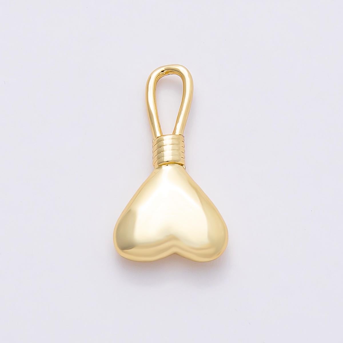 16k Gold Filled Puffy Upside Down Heart Charm Smooth Love Pendant with loop DIY Jewelry Making Supply Gift for Her | CHARMS-00849