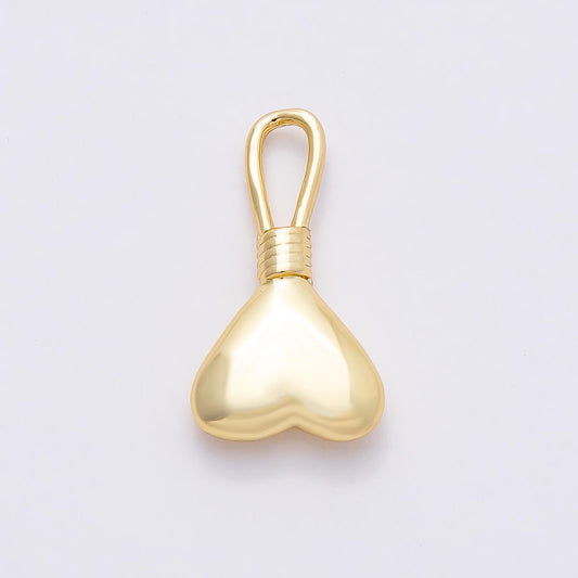 16k Gold Filled Puffy Upside Down Heart Charm Smooth Love Pendant with loop DIY Jewelry Making Supply Gift for Her | CHARMS-00849