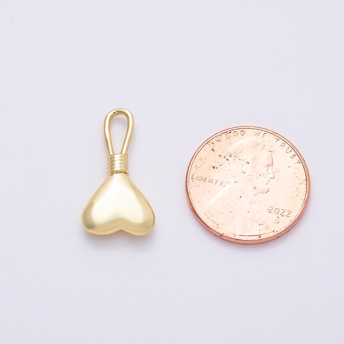 16k Gold Filled Puffy Upside Down Heart Charm Smooth Love Pendant with loop DIY Jewelry Making Supply Gift for Her | CHARMS-00849