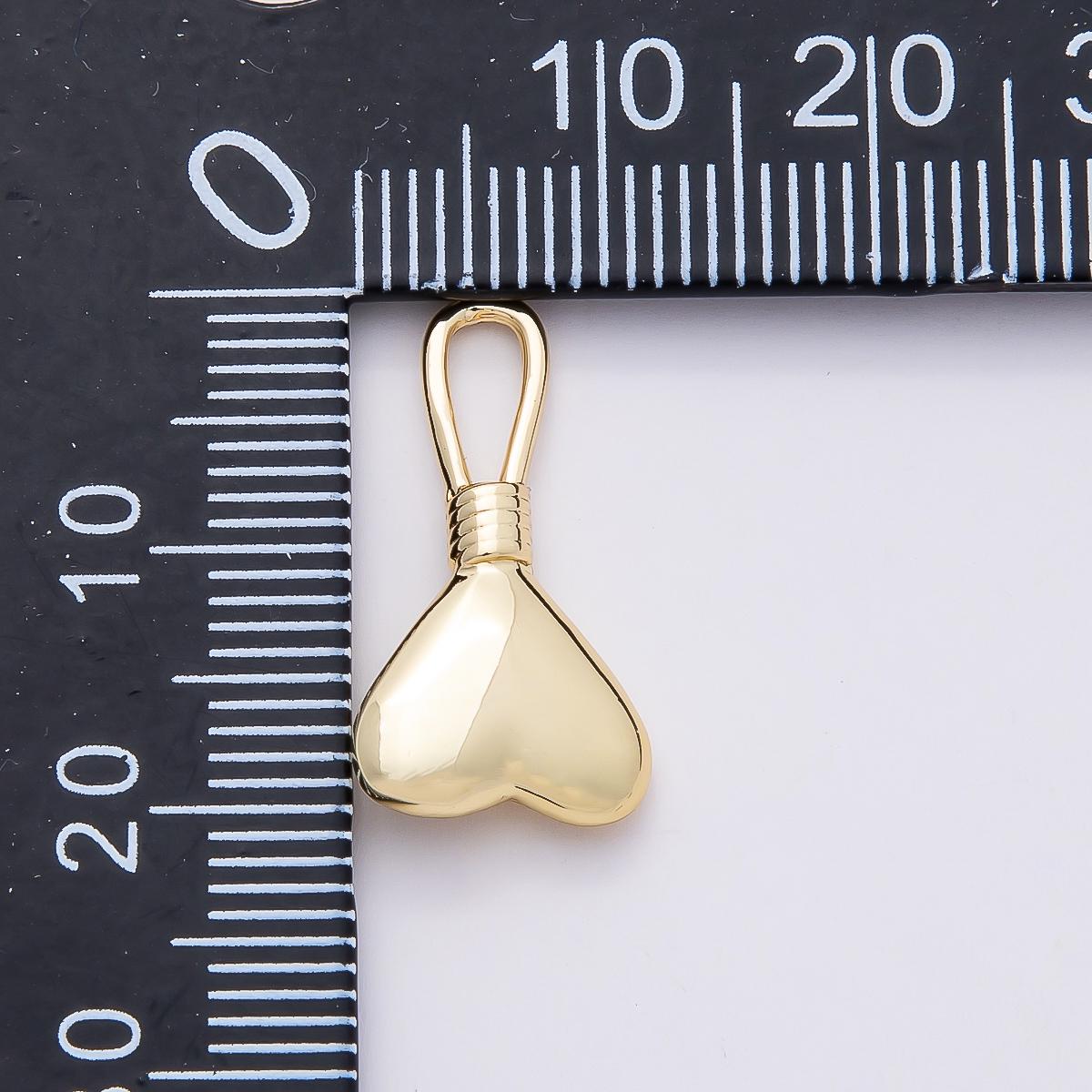 16k Gold Filled Puffy Upside Down Heart Charm Smooth Love Pendant with loop DIY Jewelry Making Supply Gift for Her | CHARMS-00849
