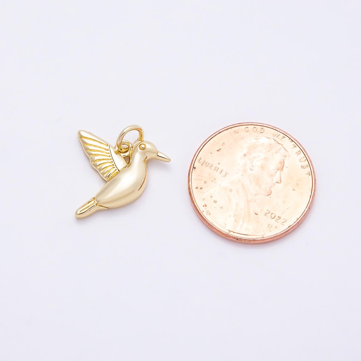 16k Gold Filled 16mm Hummingbird Charm Dainty Bird Pendant Nature DIY Jewelry Making Supply Findings | CHARMS-00865
