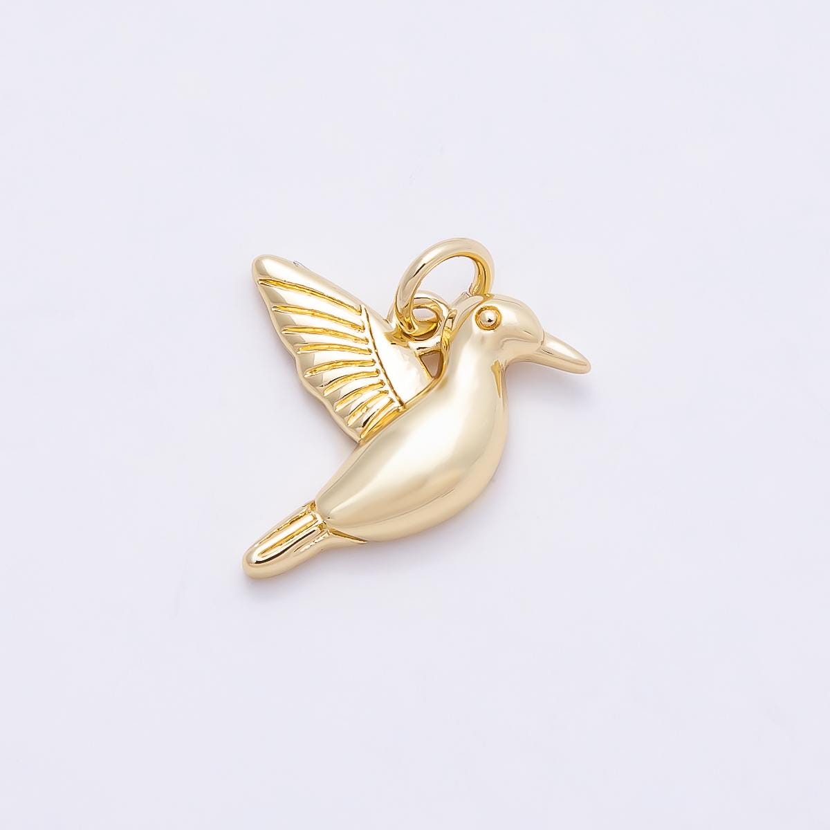 16k Gold Filled 16mm Hummingbird Charm Dainty Bird Pendant Nature DIY Jewelry Making Supply Findings | CHARMS-00865