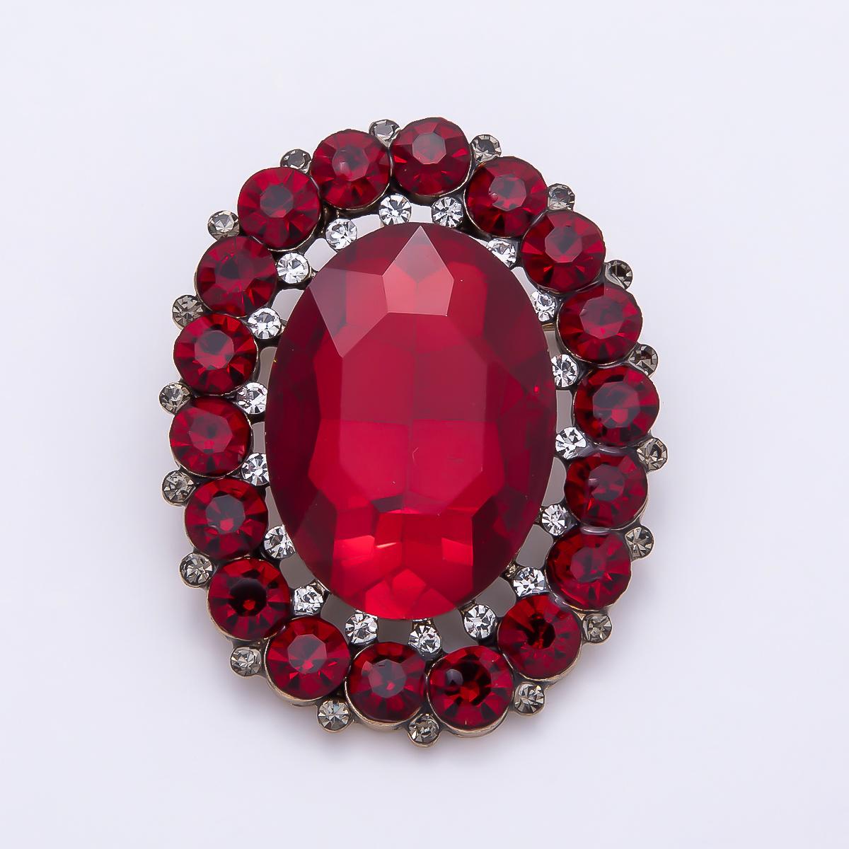 Elegant Oval Crystal 47mm Brooch Rhinestone Halo Pin Royal Wedding Lapel Pin Fashion Accessory for Coats Bags and Scarves | BH-136