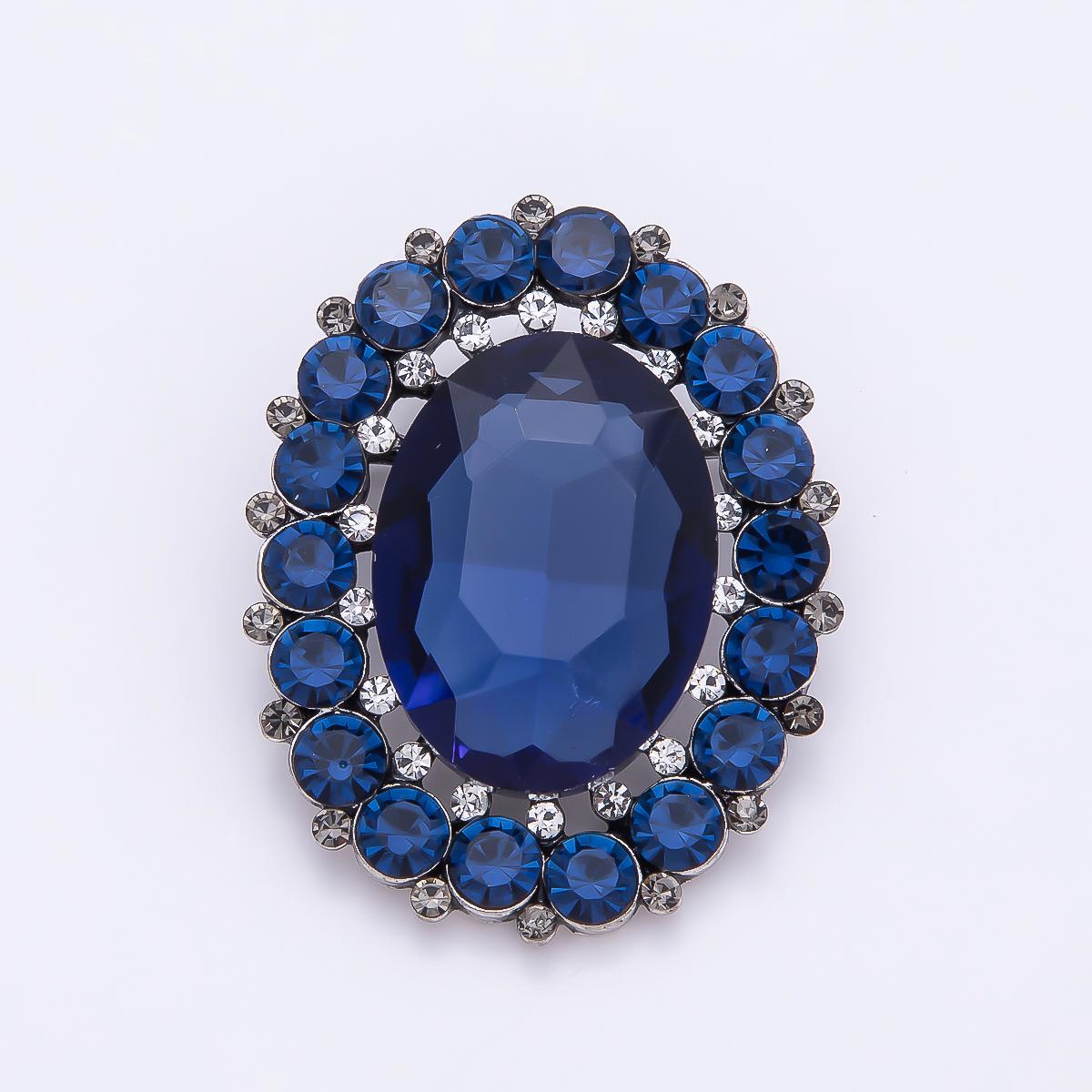 Elegant Oval Crystal 47mm Brooch Rhinestone Halo Pin Royal Wedding Lapel Pin Fashion Accessory for Coats Bags and Scarves | BH-136