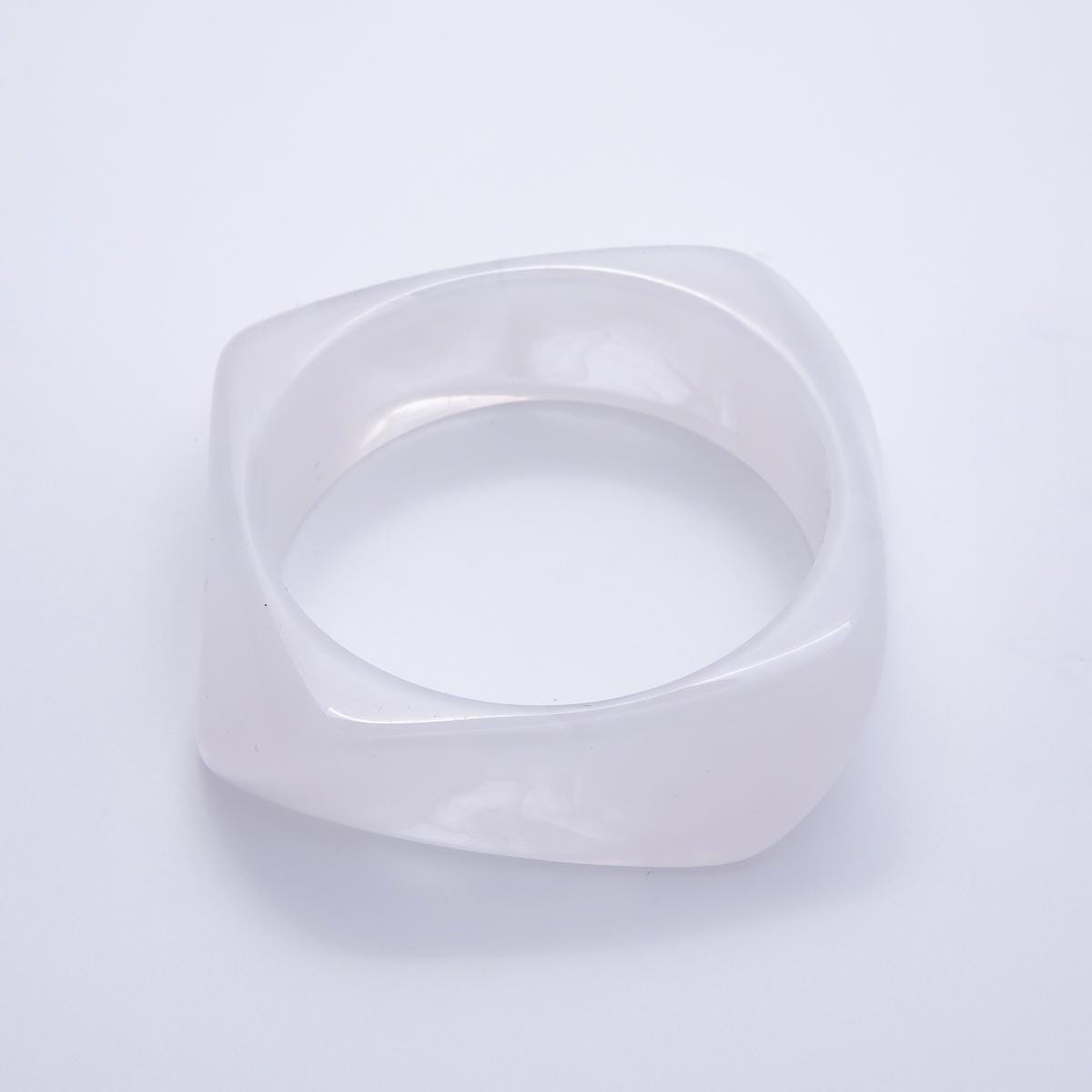 Chunky Resin Square Bracelet 84mm Colorful Acrylic Bangle Transparent Y2K Statement Piece Bold Geometric Band