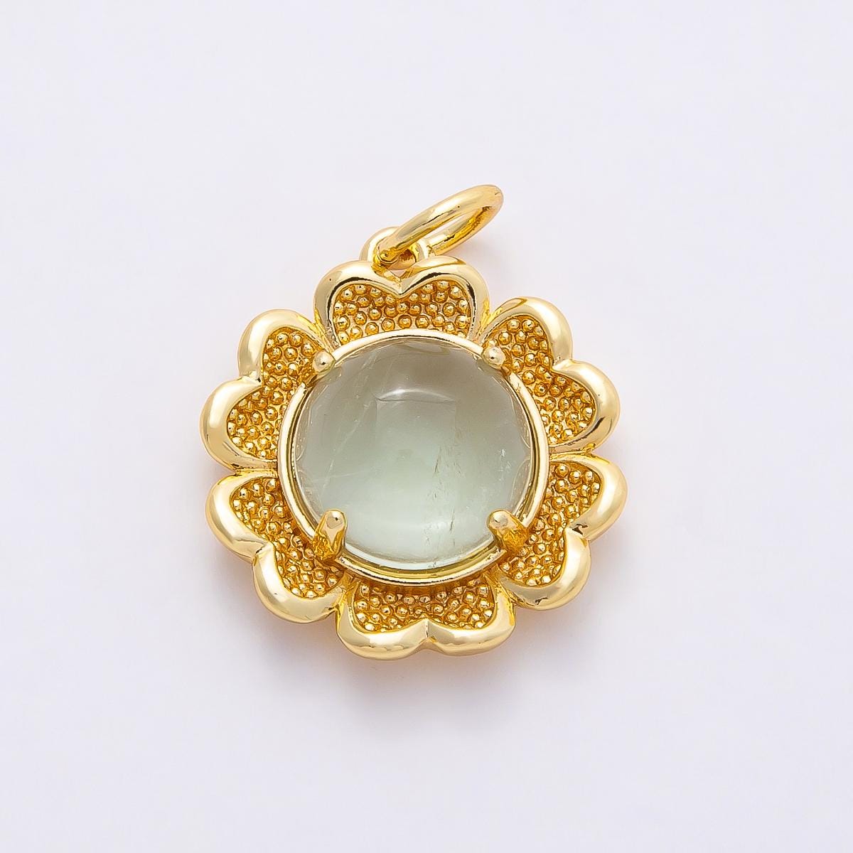 16k Gold Filled 20mm Gemstone Flower Charm with Filigree Laced Edge Elegant Jewelry Supply DIY custom Necklace and Bracelet | CHARMS-00766