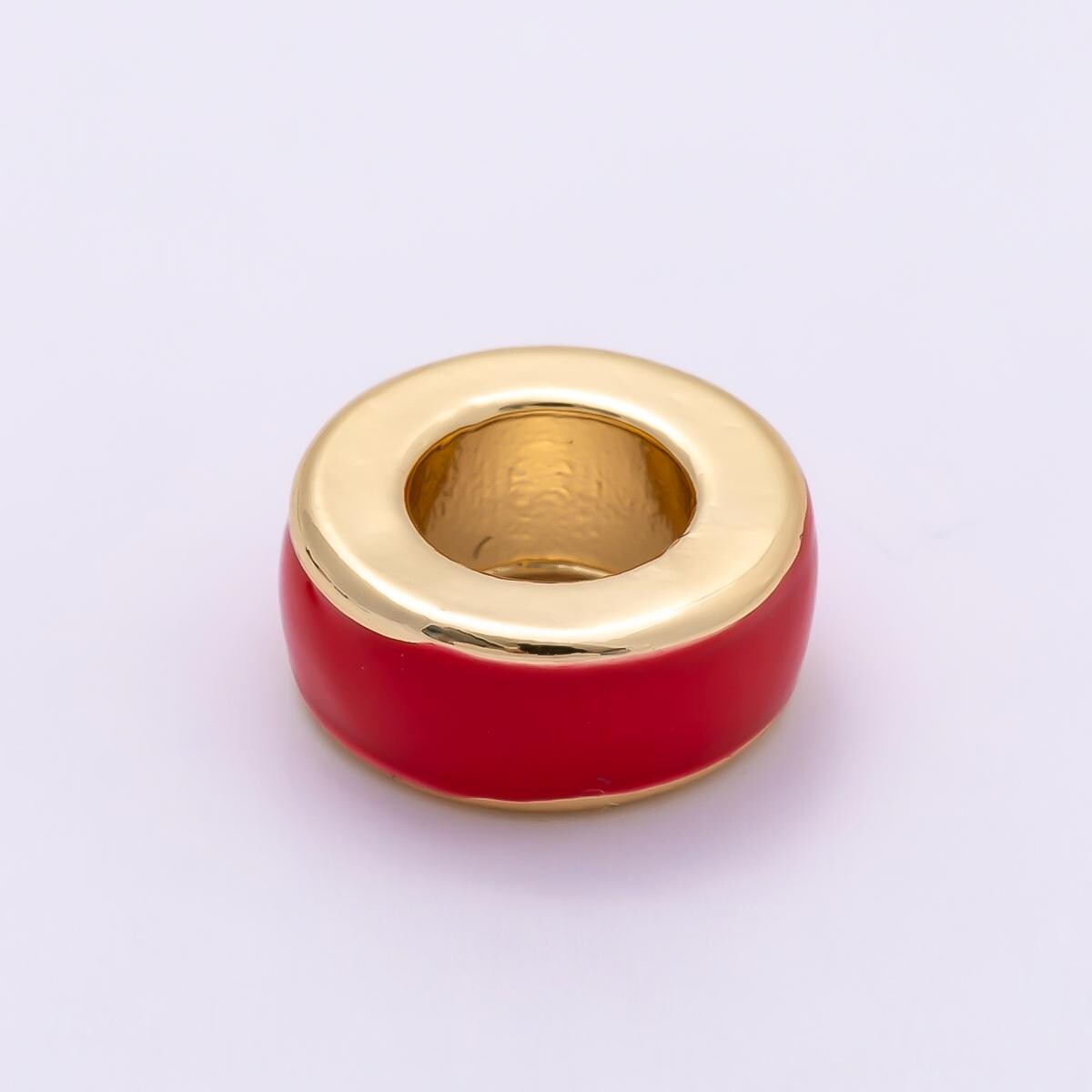 16k Gold Filled 10mm Colorful Enamel Spacer Bead Rondelle Charm Add on for Necklaces and Bracelets DIY Jewelry Making Supply | CHARMS-00313