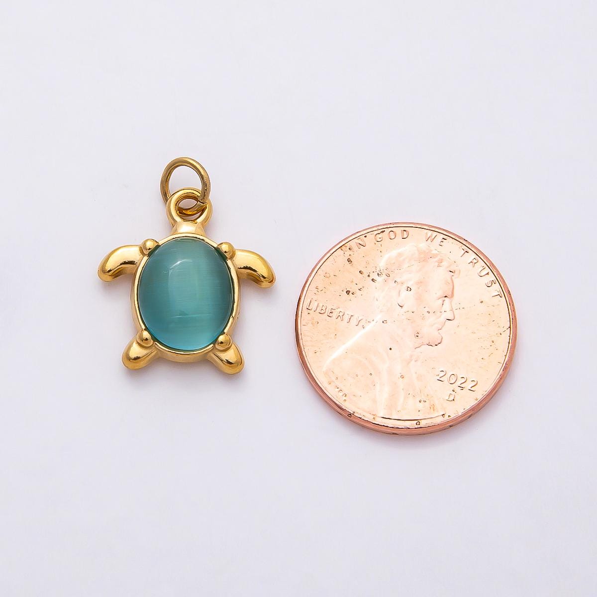 18k Stainless Steel 17mm Gold Sea Turtle Charms Colorful Cabochon Marine Animal Pendant Jewelry Making Beach Necklace Gift | CHARMS-00774