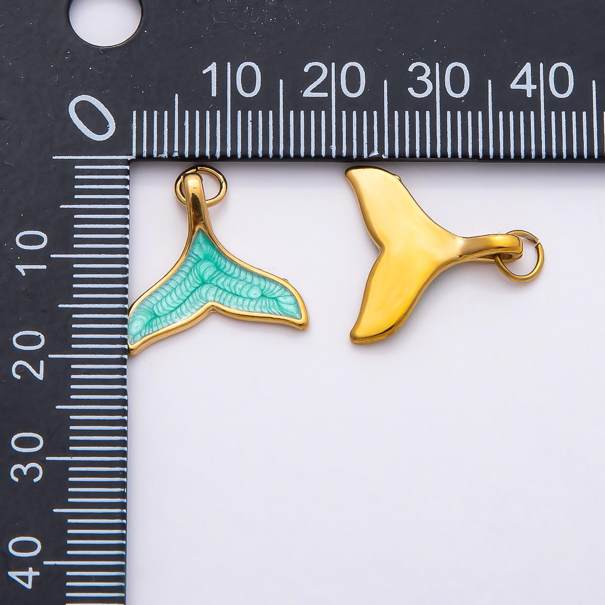 18k Stainless Steel Gold Whale Tail Charms Mermaid Tail Pendant Ocean Animal Inspired Jewelry DIY Necklace Birthday Gift | CHARMS-00775