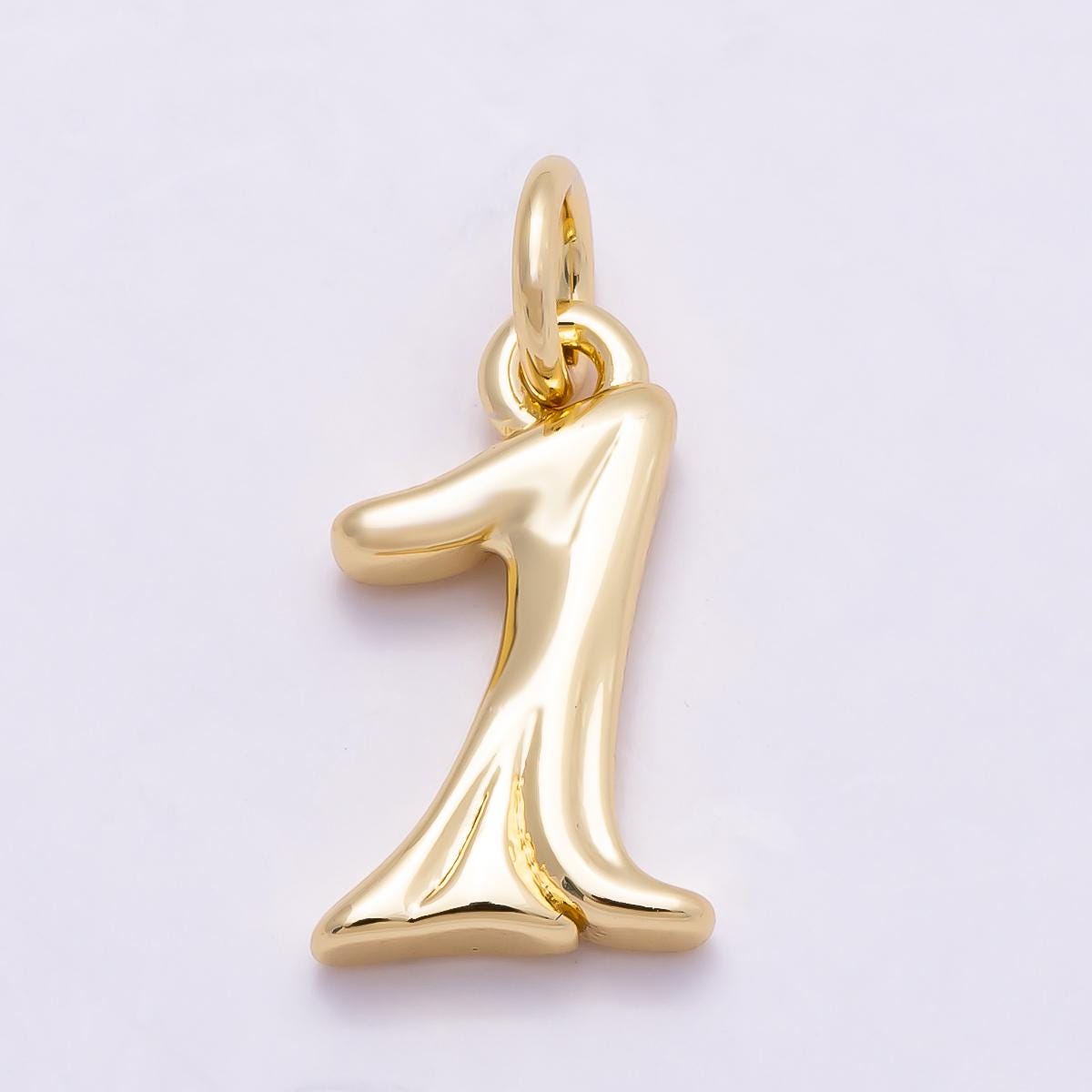 Dainty Gold Number Charm Pendant Lucky Number Age Birthday Pendant | Charms-878