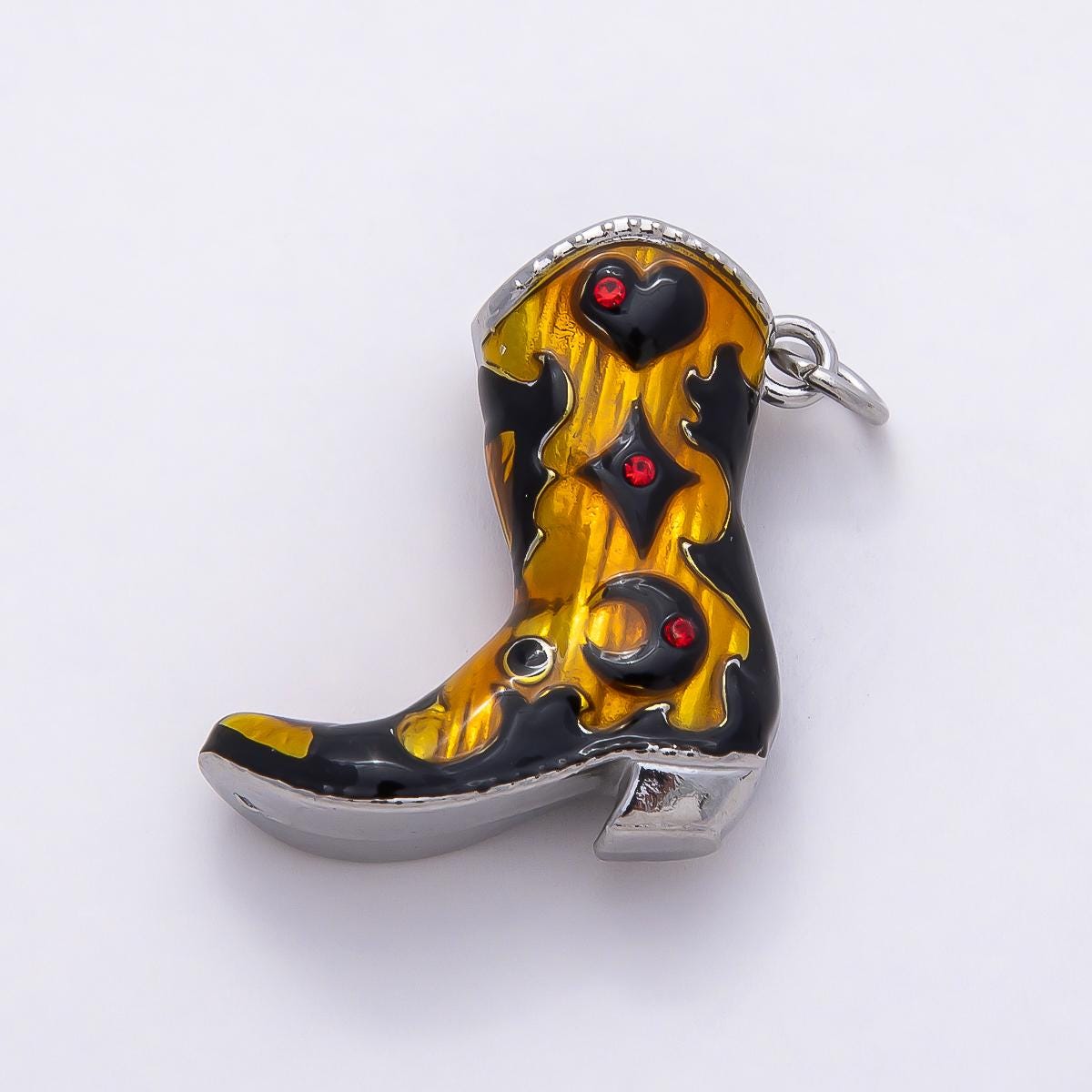 Stainless Steel Gold & Silver 27mm Western Cowboy Boot Charms Painted Enamel Festival Shoes DIY Jewelry Supply Charm Add On | CHARMS-00782