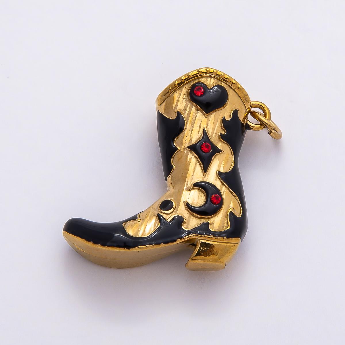 Stainless Steel Gold & Silver 27mm Western Cowboy Boot Charms Painted Enamel Festival Shoes DIY Jewelry Supply Charm Add On | CHARMS-00782