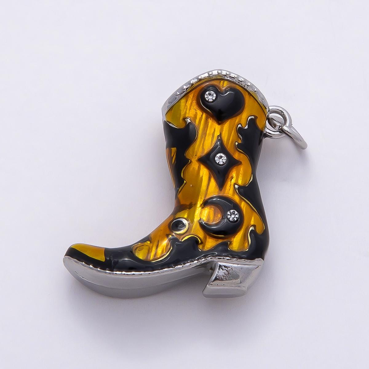 Stainless Steel Gold & Silver 27mm Western Cowboy Boot Charms Painted Enamel Festival Shoes DIY Jewelry Supply Charm Add On | CHARMS-00782