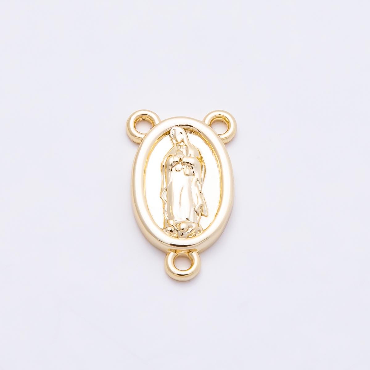 16k Gold Filled 15mm Virgin Mary Rosary Connector Component for Necklace and Bracelet Faith Jewelry DIY Supply Baptism Gift | FINDINGS-00166