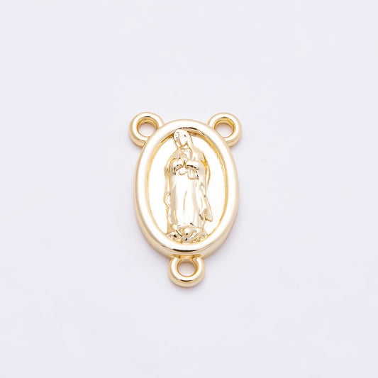 16k Gold Filled 15mm Virgin Mary Rosary Connector Component for Necklace and Bracelet Faith Jewelry DIY Supply Baptism Gift | FINDINGS-00166