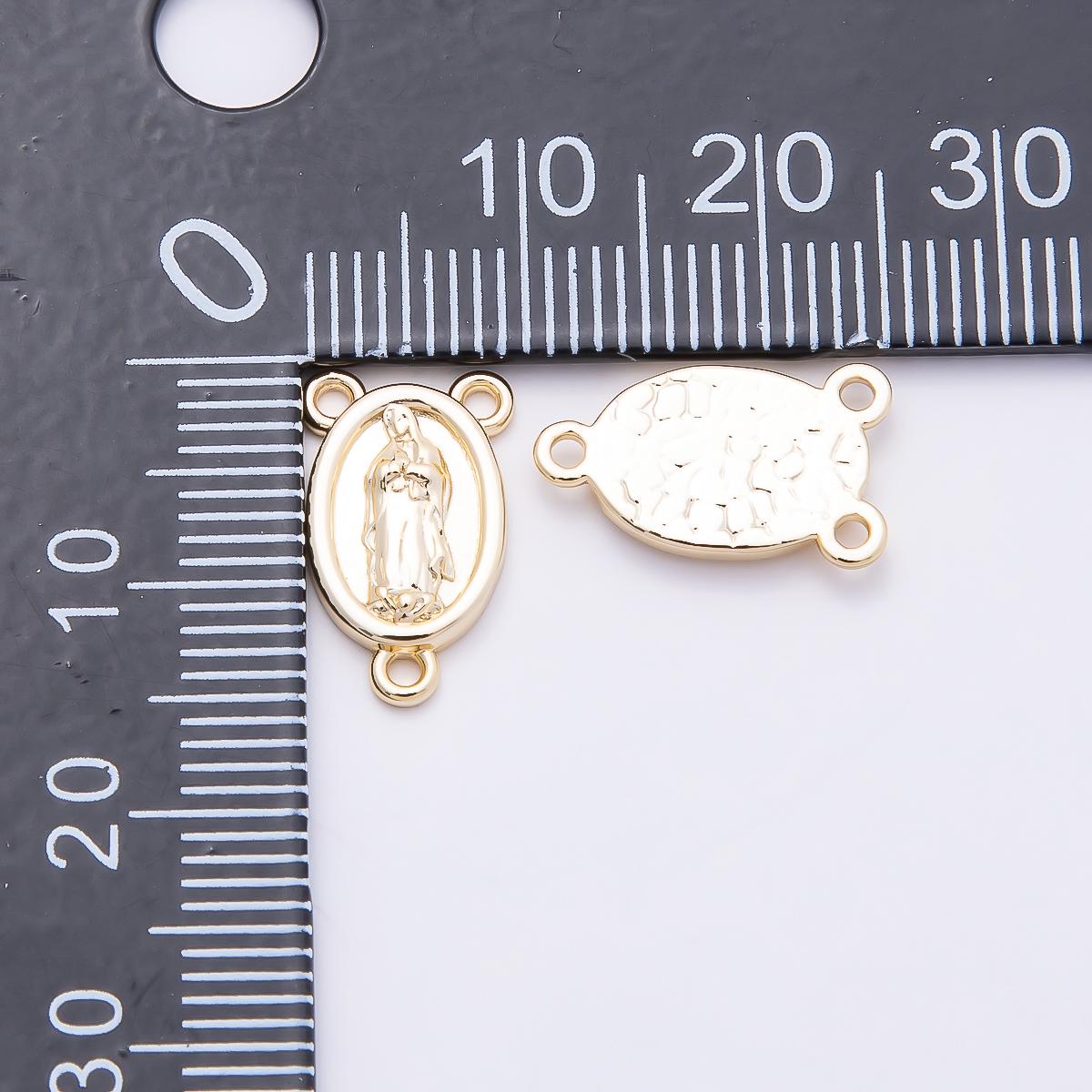 16k Gold Filled 15mm Virgin Mary Rosary Connector Component for Necklace and Bracelet Faith Jewelry DIY Supply Baptism Gift | FINDINGS-00166