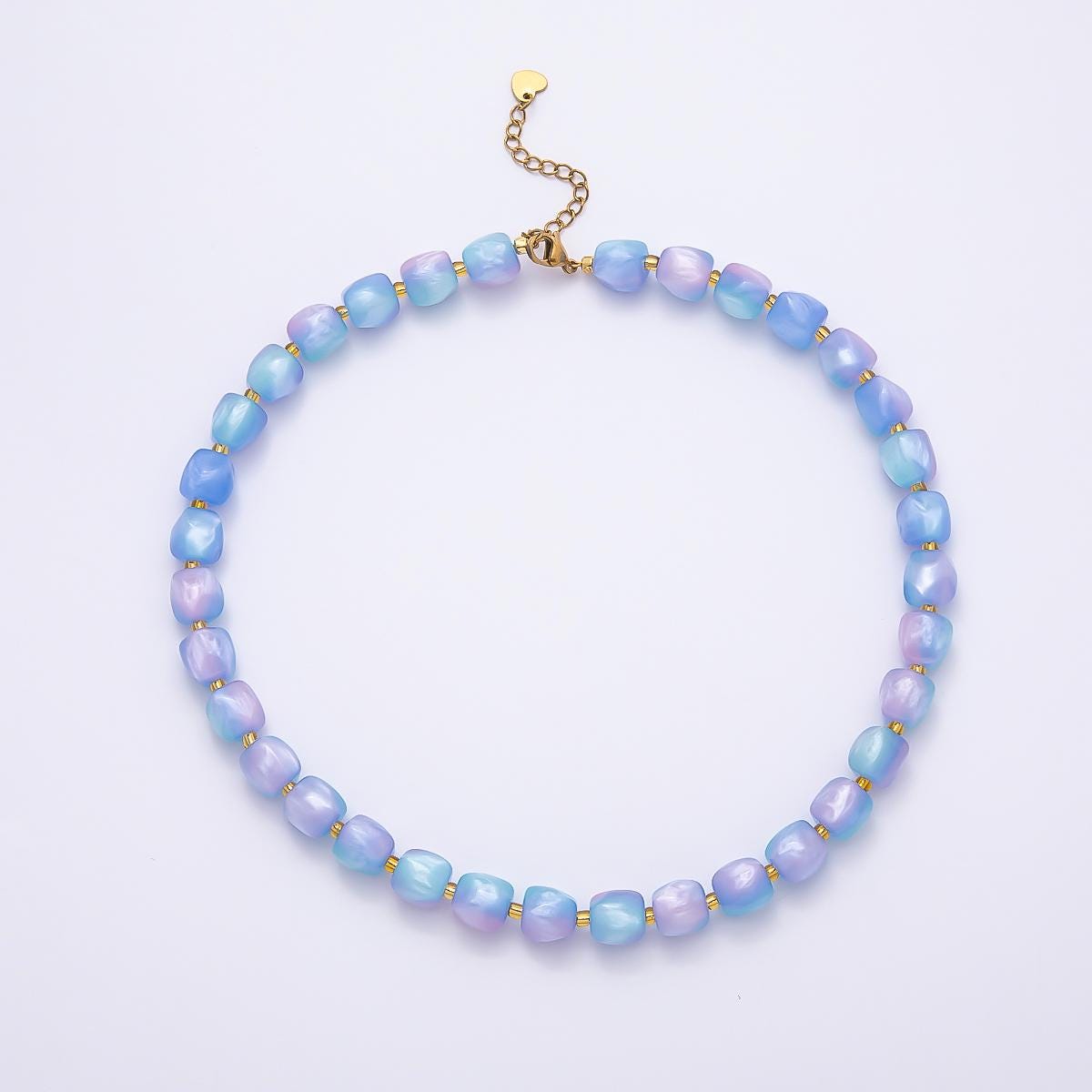 Summer Colorful Candy Beaded handmade Necklace Chunky Bead Gold Stainless Steel necklace Tarnish Free | WA-4524