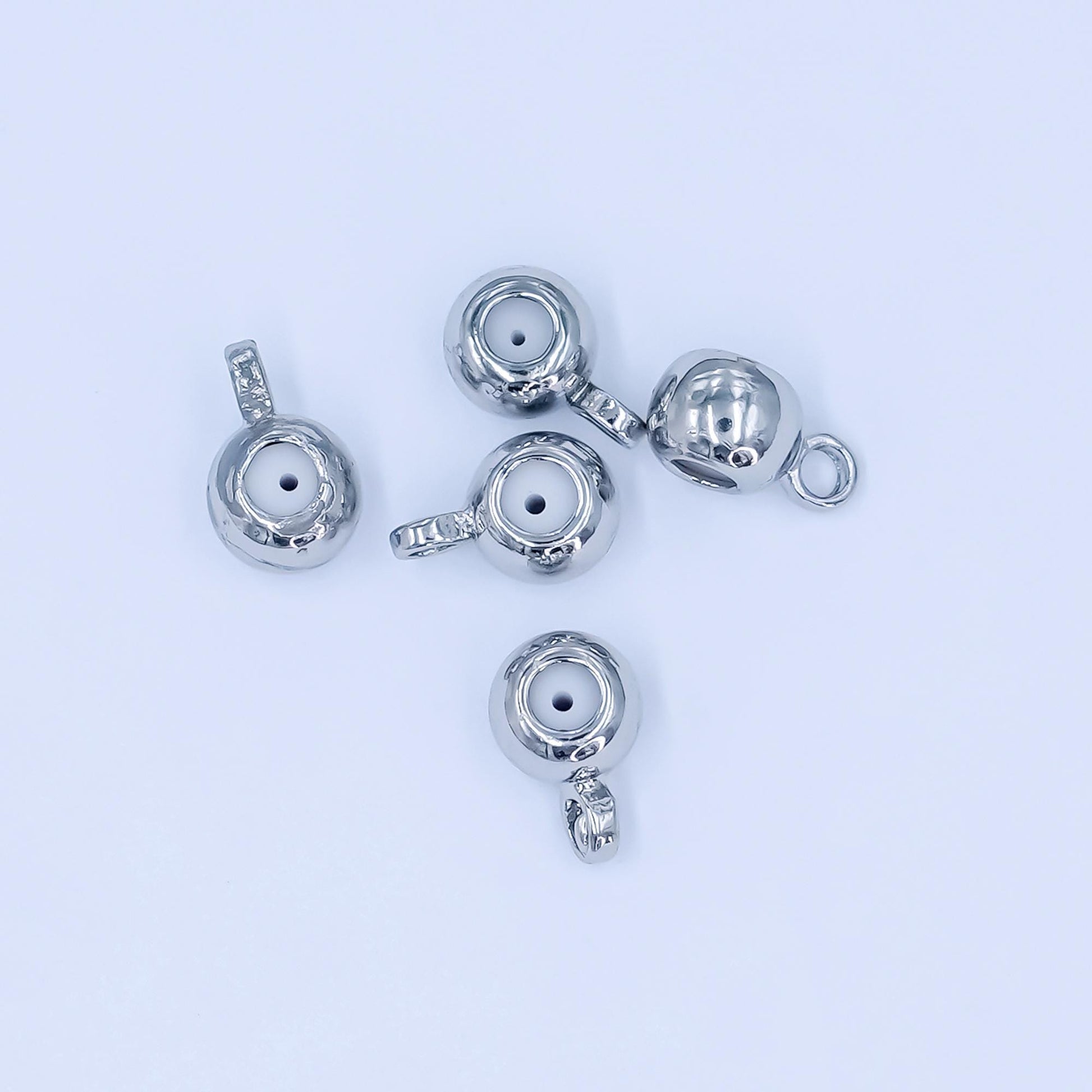 Silver 4mm Round Stopper Bead with Loop Silicone Grip Slider Bead for Charm Holder DIY Jewelry Making Supply Finding | Z-01063