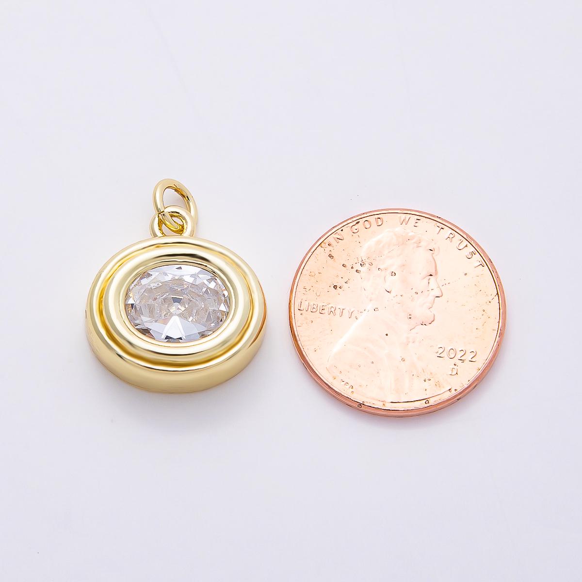 16k Gold Filled 17mm Oval Crystal Pendant Dainty Solitaire Necklace Charm Minimalist Birthday Gift for Sparkling Jewelry | CHARMS-00759