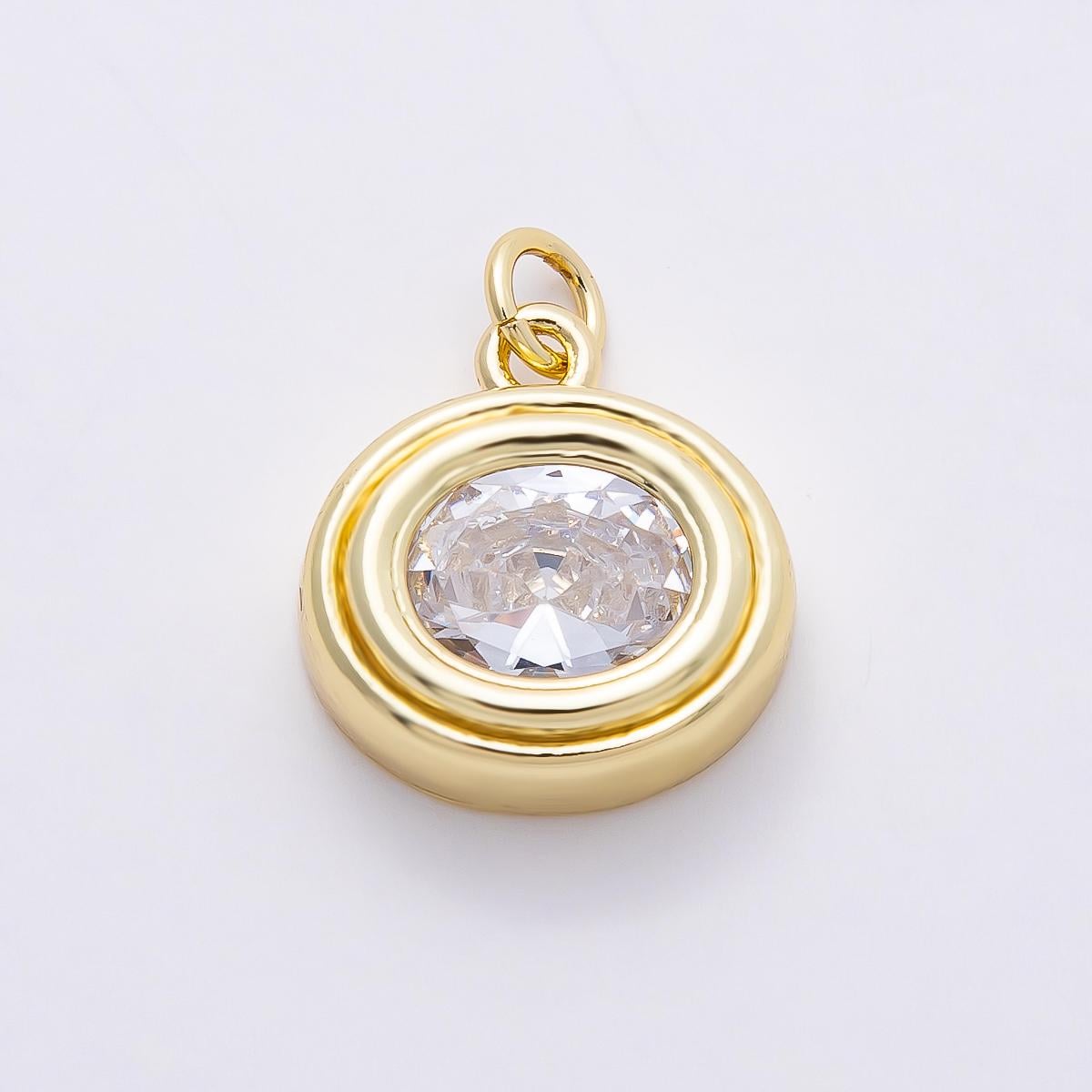 16k Gold Filled 17mm Oval Crystal Pendant Dainty Solitaire Necklace Charm Minimalist Birthday Gift for Sparkling Jewelry | CHARMS-00759
