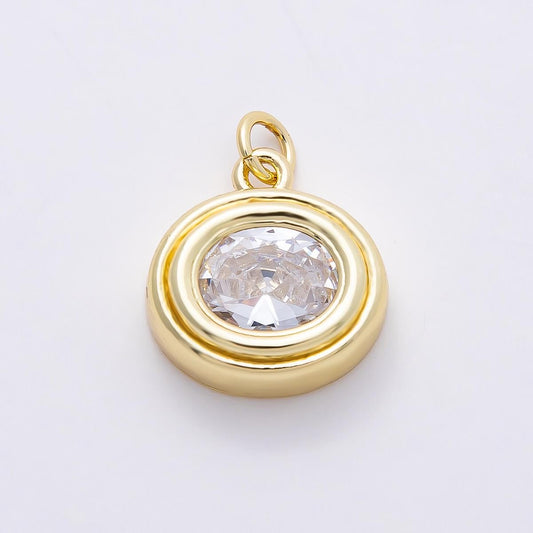 16k Gold Filled 17mm Oval Crystal Pendant Dainty Solitaire Necklace Charm Minimalist Birthday Gift for Sparkling Jewelry | CHARMS-00759
