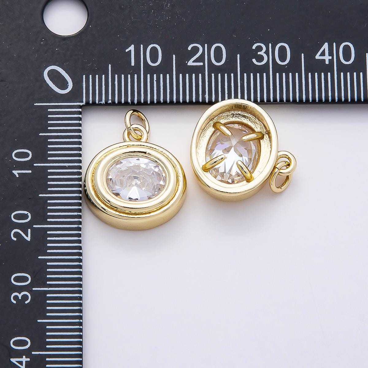 16k Gold Filled 17mm Oval Crystal Pendant Dainty Solitaire Necklace Charm Minimalist Birthday Gift for Sparkling Jewelry | CHARMS-00759
