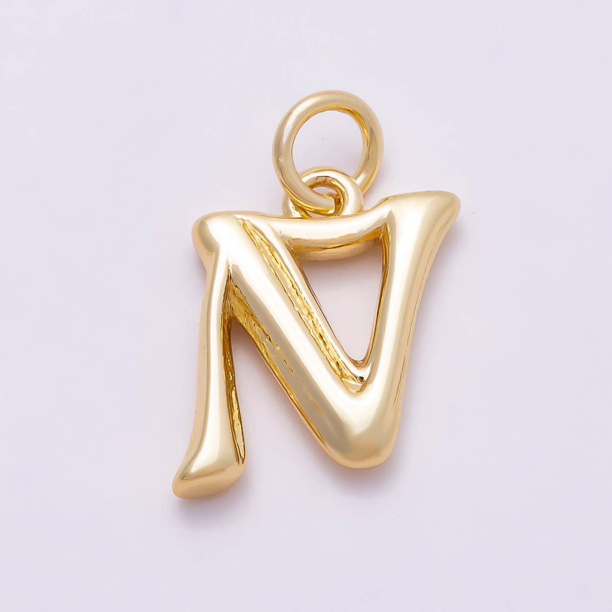 16k Gold Filled 14mm Initial Alphabet Bubble Charms Puffy Letter Pendant DIY Jewelry Making Supplies custom Necklace Bracelet | CHARMS-00908