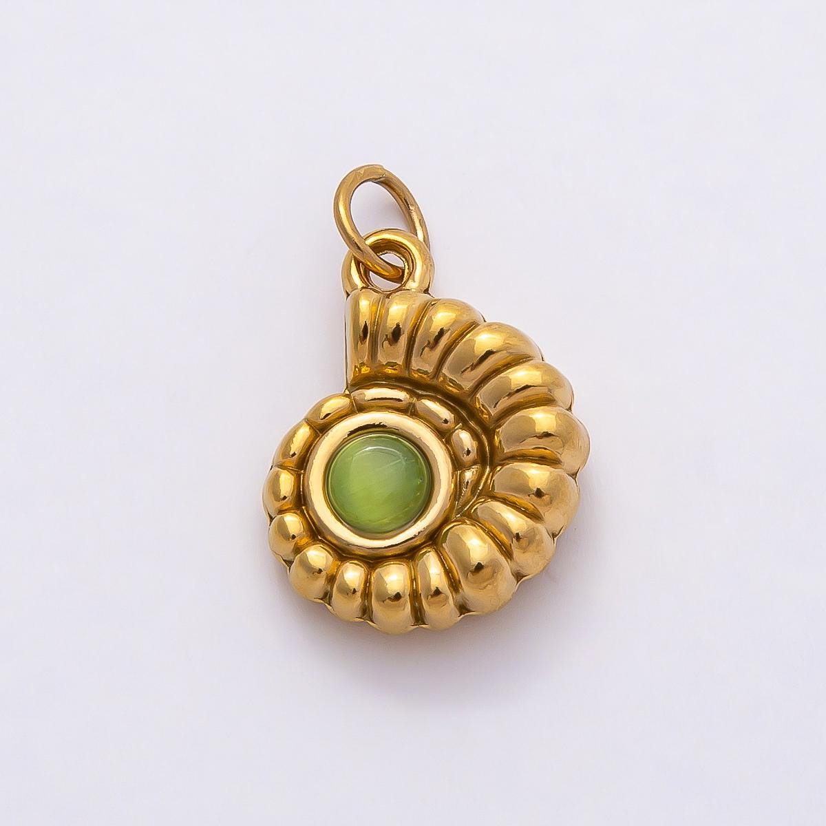 18k Stainless Steel 17mm Gold Spiral Dangle Sea Shell Charm Marine Ocean Jewelry DIY Supply for custom Necklace and Bracelet | CHARMS-00800
