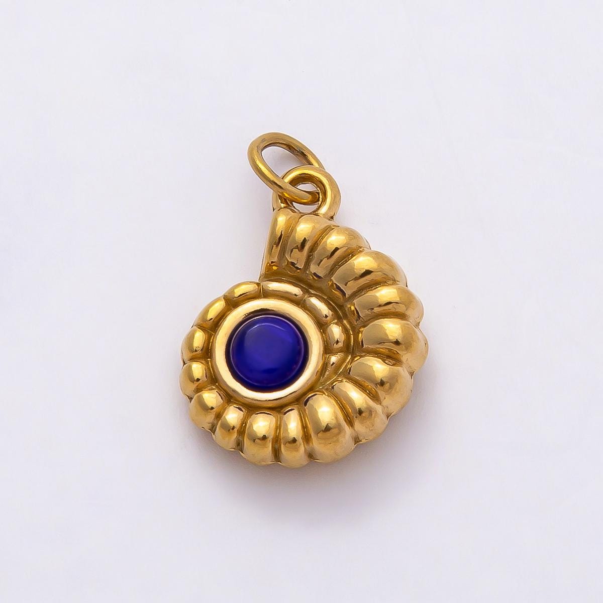 18k Stainless Steel 17mm Gold Spiral Dangle Sea Shell Charm Marine Ocean Jewelry DIY Supply for custom Necklace and Bracelet | CHARMS-00800