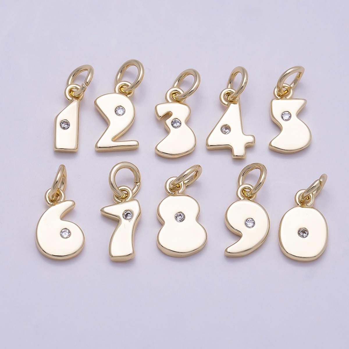 18K Gold Filled Number Charm Cute Numerical Pendant Lead Free Cadmium Free Nickel Personalize Bracelet Necklace Supply Charm-896