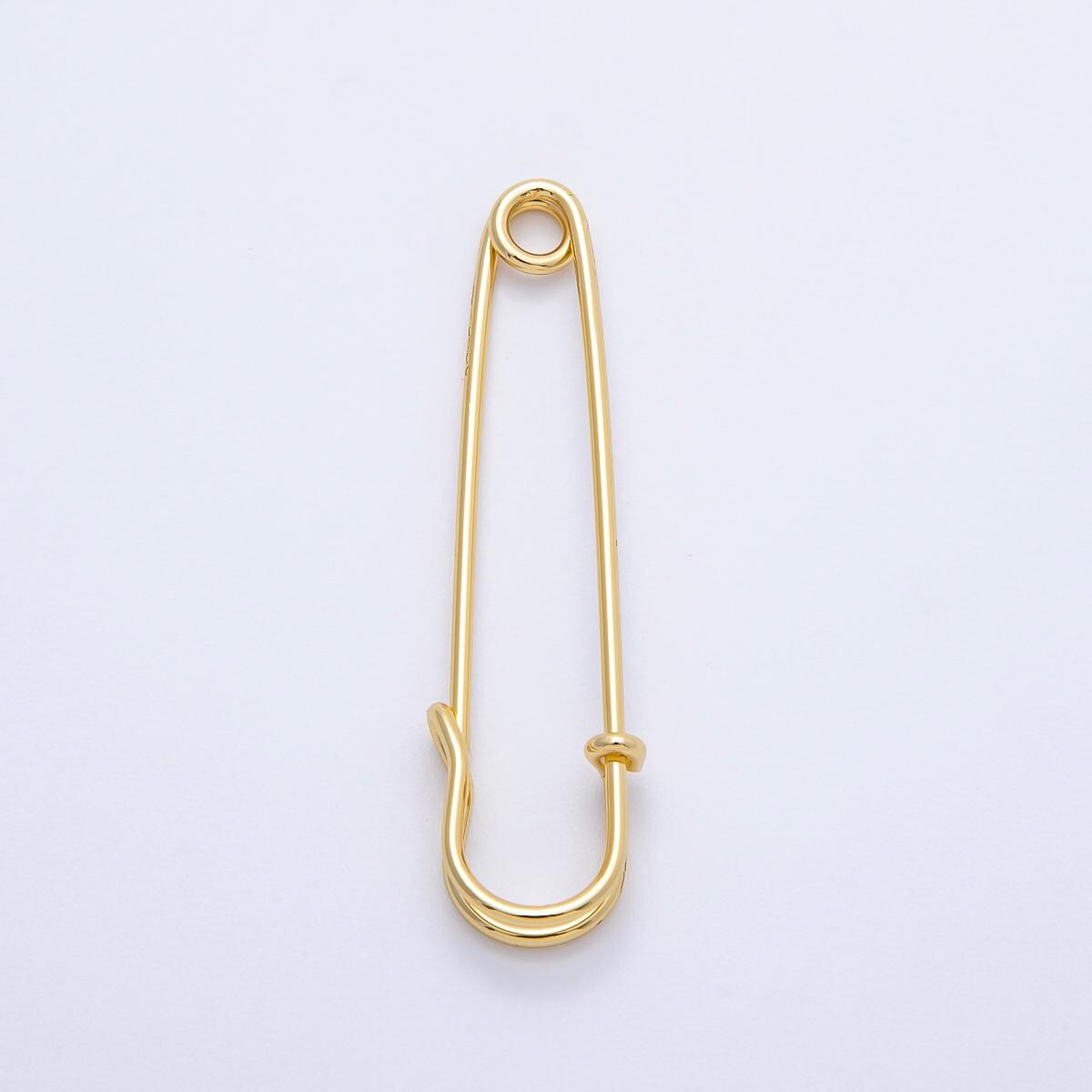 16k God Filled Long Gold Safety Pin Charm 50mm Heavy Duty Big Pins for Jacket Purse DIY Charm Holder Jewelry Making | FINDINGS-00167