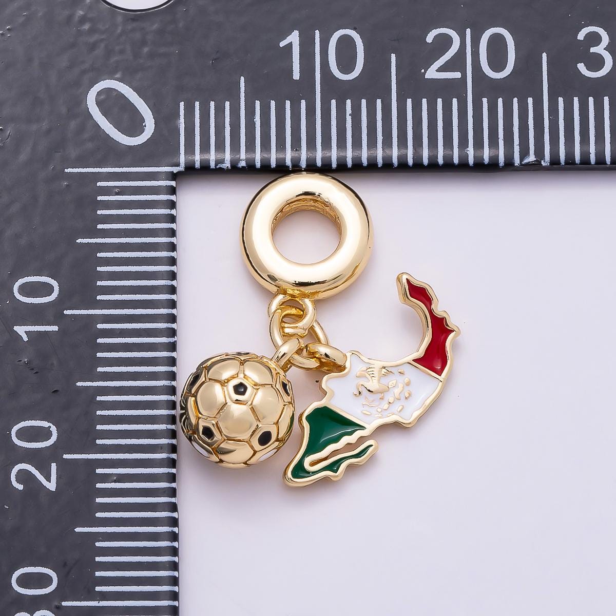 24K Gold Filled Soccer Ball Jersey Sport Theme Rondelle Bail Argentina Mexico Pendant Necklaec Bracelet | CHARMS-00957