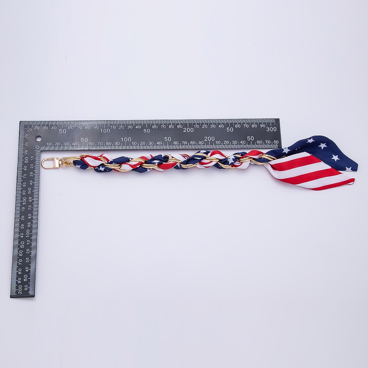 USA Patriotic Flag Short Bag Scarf Strap Handbag Wrap Purse Scarves Keychain Bag Charm Tote Bag Accessories | WB-00341
