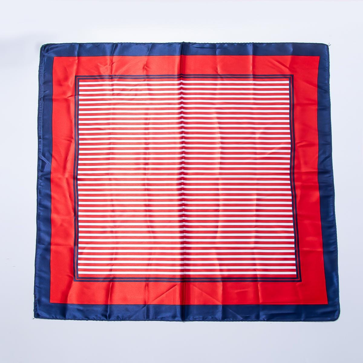 Patriotic Satin Scarf American Flag Bandana 4th of July Neckwear Red White Blue Headscarf Striped Silk Feel Neckerchief Ribbon | WA-4626