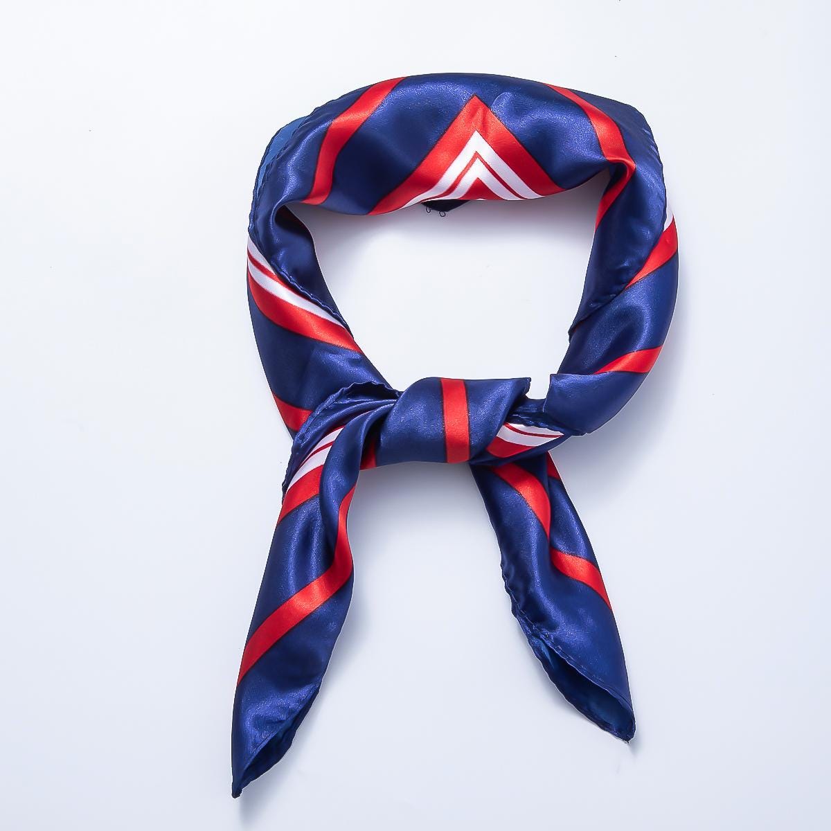Patriotic Satin Scarf American Flag Bandana 4th of July Neckwear Red White Blue Headscarf Striped Silk Feel Neckerchief Ribbon | WA-4626
