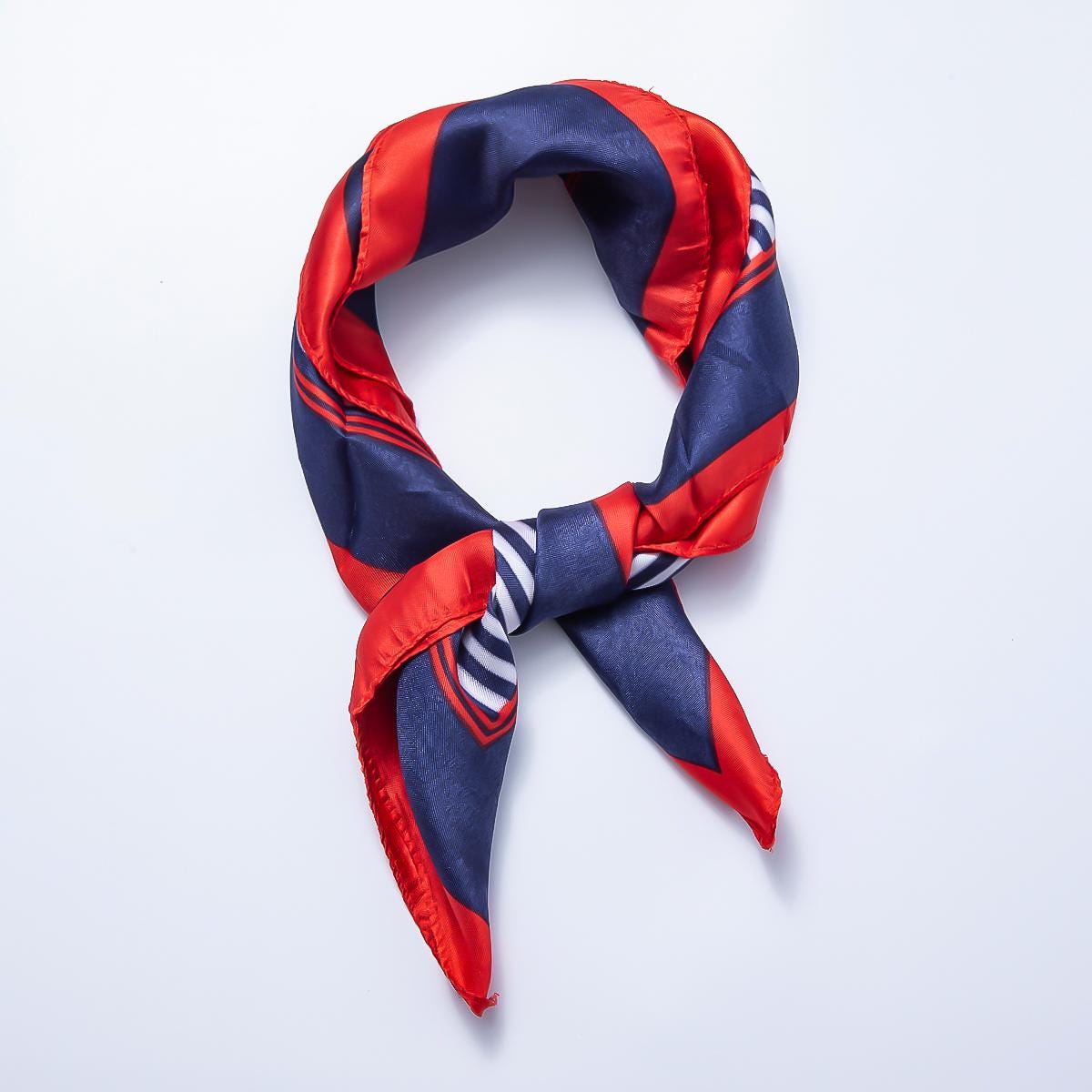 Patriotic Satin Scarf American Flag Bandana 4th of July Neckwear Red White Blue Headscarf Striped Silk Feel Neckerchief Ribbon | WA-4626