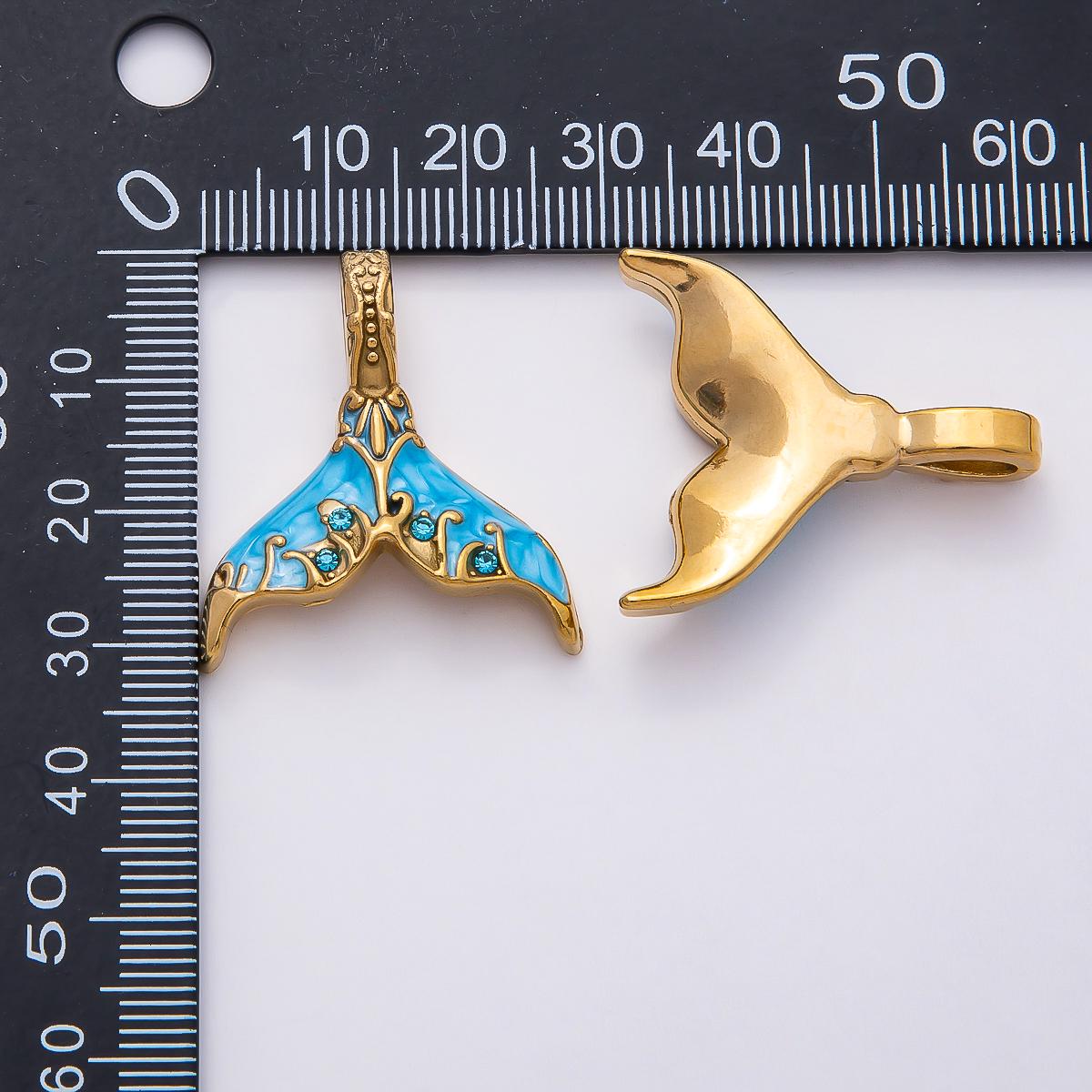 18k Stainless Steel 31mm Whale Tail Charms Mermaid Tail Pendant Ocean Animal Inspired Jewelry DIY Necklace Birthday Gift | CHARMS-00789