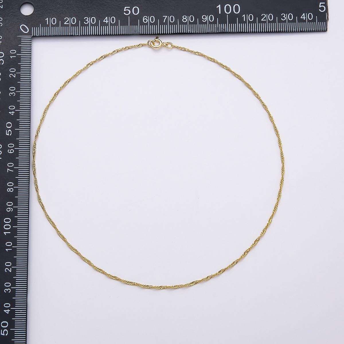 16K Gold Filled 1.5mm Singapore Twist 15.55 Inch Chain Minimalist Jewelry Supply | WA-4484