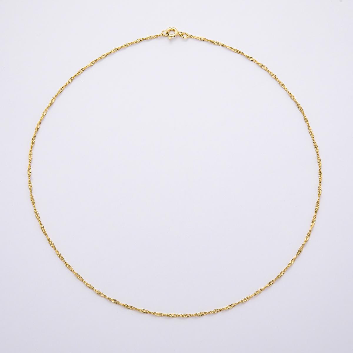 16K Gold Filled 1.5mm Singapore Twist 17.51 Inch Chain Minimalist Jewelry Supply | WA-4485