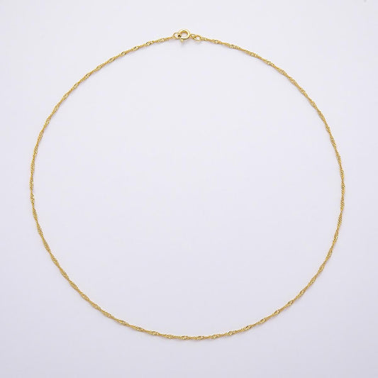 16K Gold Filled 1.5mm Singapore Twist 17.51 Inch Chain Minimalist Jewelry Supply | WA-4485