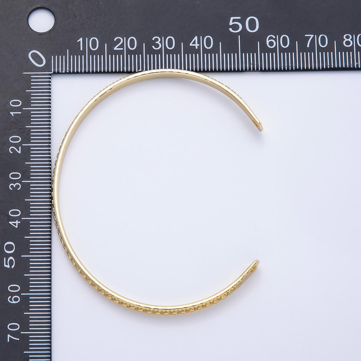 18K Gold Filled Dotted Half Cuff Bracelet- Half Bracelet Finding for Bangle Supply WA-4450