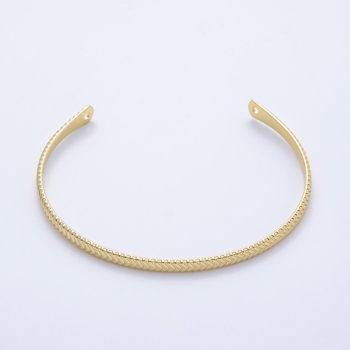 18K Gold Filled Chevron Half Cuff Bracelet- Half Bracelet Finding for Bangle Supply WA-4454