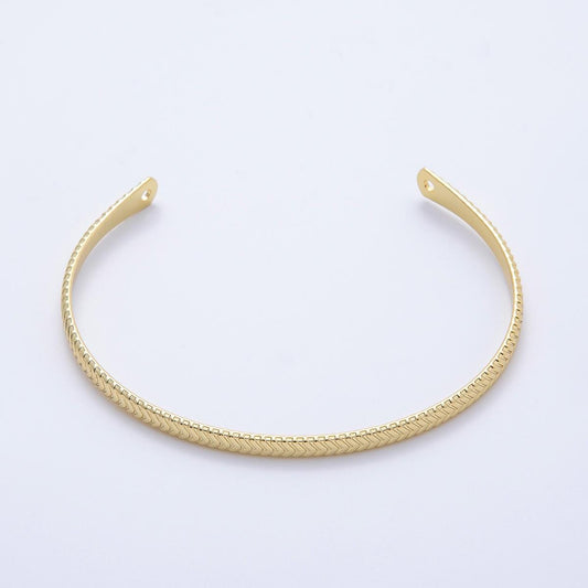 18K Gold Filled Chevron Half Cuff Bracelet- Half Bracelet Finding for Bangle Supply WA-4454