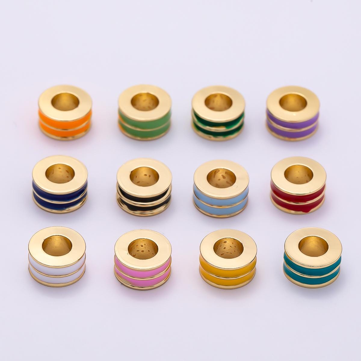 16k Gold Filled 10mm Colorful Enamel Rondelle Spacer Beads Disc Charm for Jewelry Making Supplies for custom Necklace Bracelet | BEADS-00327
